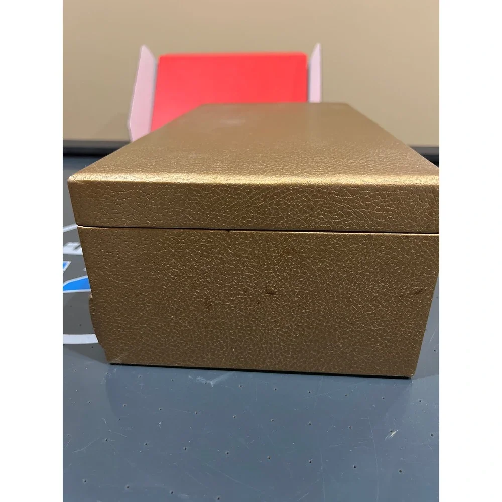 Vintage Buxton Gold Faux Leather Jewelry Box Made in USA Tiered Organizer